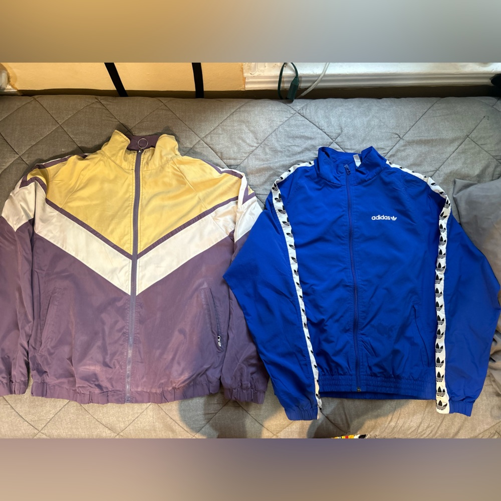 Items for sale- Blue adidas wind breaker & Vintage style H&M wind breaker